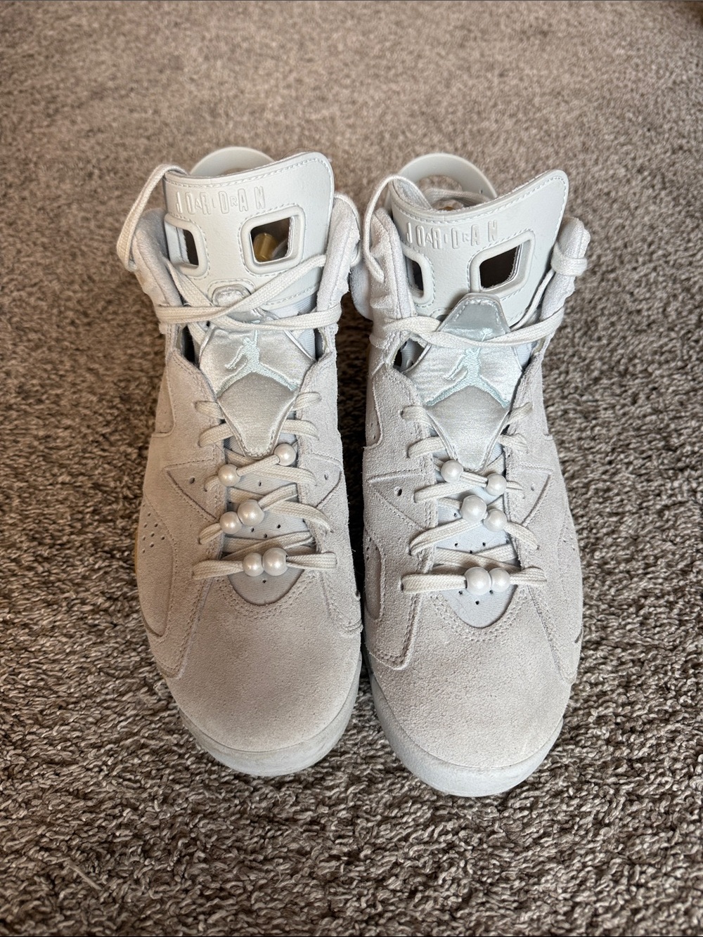 Jordan Pearl Grey Suede High-Top Sneakers